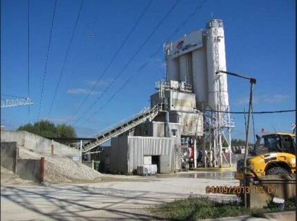 Stetter concrete batching plant with dual mixers and cement silos industrial setup