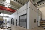 HüWa noise protection cabin with indoor crane welding cabin